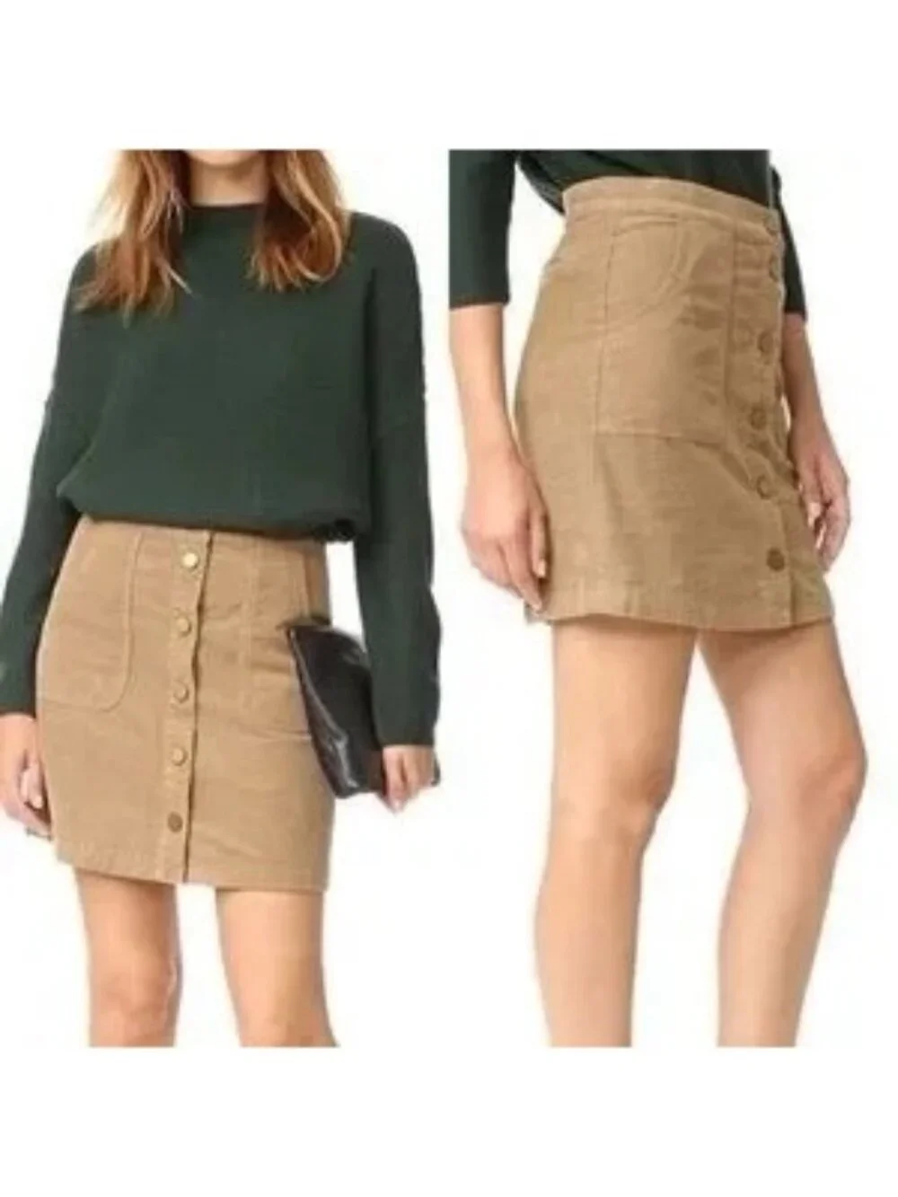 Tory Burch Lucitano Corduroy Snap Front Mini Skirt